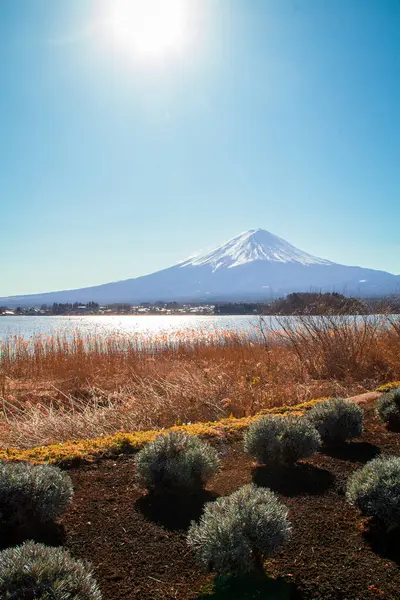 Kawaguchiko Gölü ile Japonya 'da Fuji manzarası