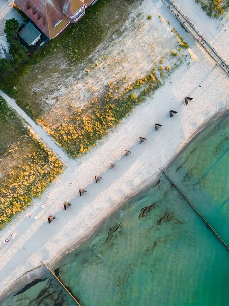 Zingst 'teki sahilin havadan görüntüsü.
