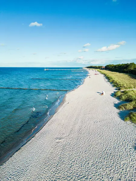 Zingst 'teki sahilin havadan görüntüsü.