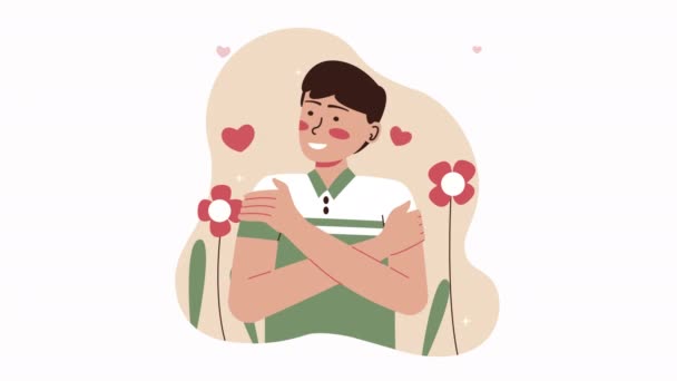 Self Esteem Ilustracja Człowiek Miłość Siebie — Wideo stockowe