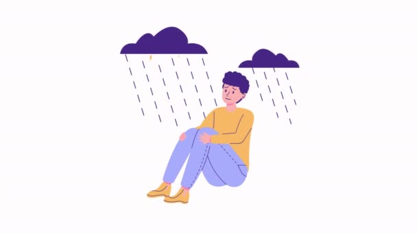 Problemas Salud Mental Animaciones Depresivo — Vídeos de Stock