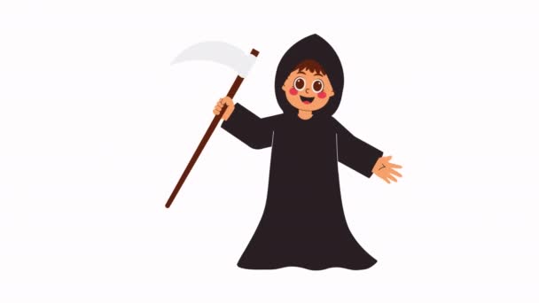 Cute Halloween Character Animations Cute Halloween Todesengel — Stockvideo