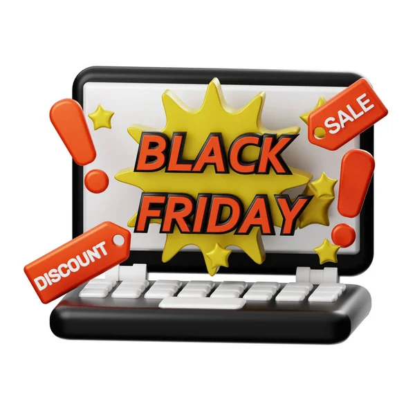 Black Friday Laptop Illustration — Stock Photo, Image