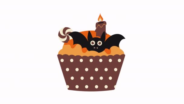 Halloween Murciélagos Cupcakes Animación — Vídeo de stock