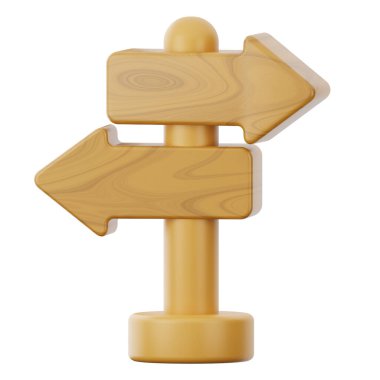 3 Boyutlu Tahta Ok İşaret İşareti 3 Boyutlu Görüntü