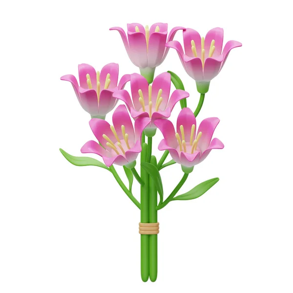 Pink Lily Bouquet 3D Illustration