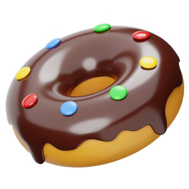 Çikolata jöleli Donut 3D Illustrartion