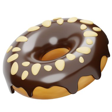 Bademli Donut Çikolata Cilalı 3D Resimli