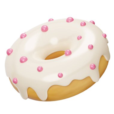 Vanilya jöleli Donut 3D Illustrartion