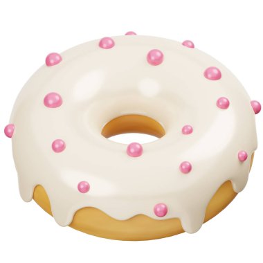 Vanilya jöleli Donut 3D Illustrartion