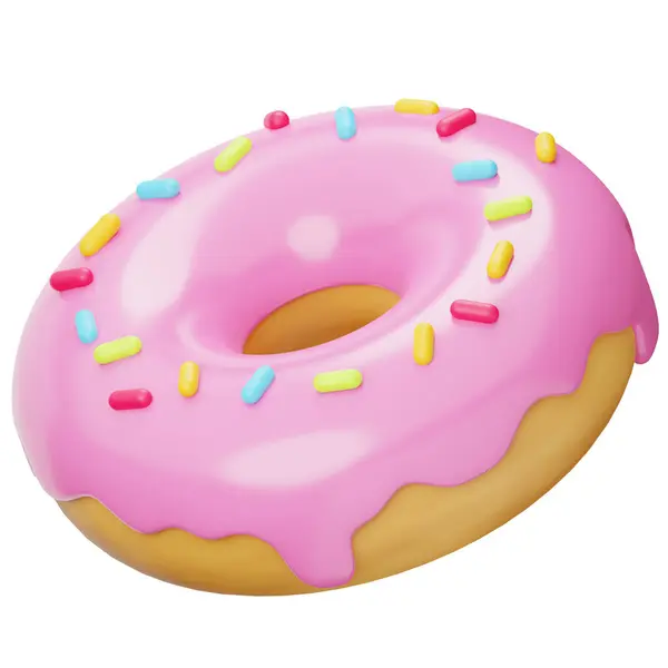 Çilek jöleli Donut 3D Illustrartion