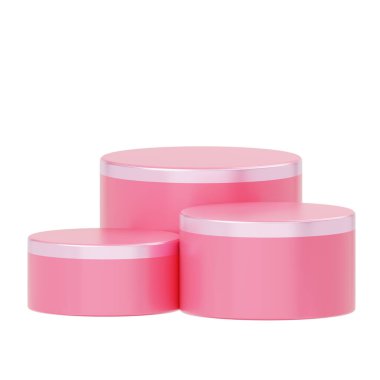 3D Pembe Yuvarlak Podyum