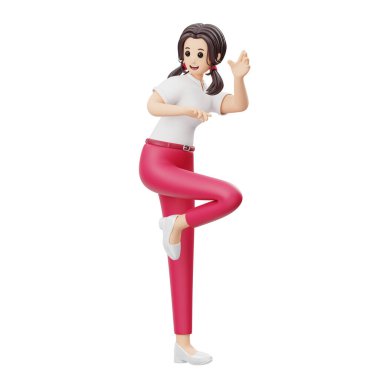 Genç Kadın Şok Oldu 3D Karakter