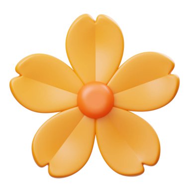 Jingga Çiçek Çiçeği 3B Görüntü