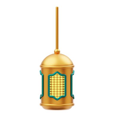 Altın Fener Lambası Dekorasyonu Ramazan 3D Görüntü