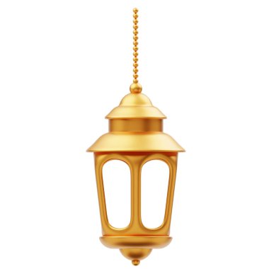 Altın Fener Lambası Dekorasyonu Ramazan 3D Görüntü