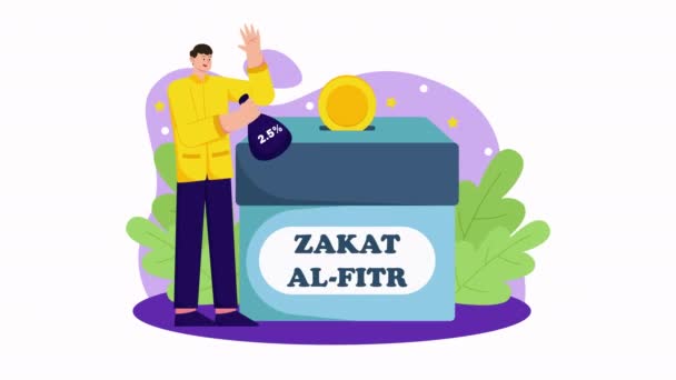 Man Give Zakat Ramadan Kareem Animation — Stock video