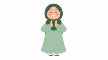 Şirin tesettürlü kız Ramazan Animasyonunu selamlıyor