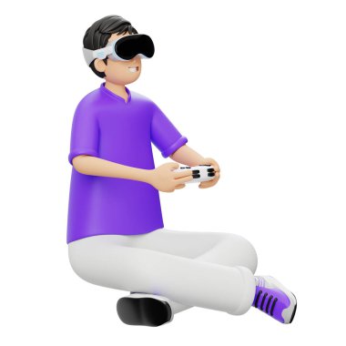 Sanal Oyun Oynayan 3B Karakter Adamı