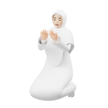 3D Karakter Müslüman Kadın Dua Et