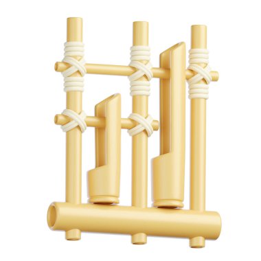 Angklung Indonesian Traditional Instrument 3D Illustration clipart