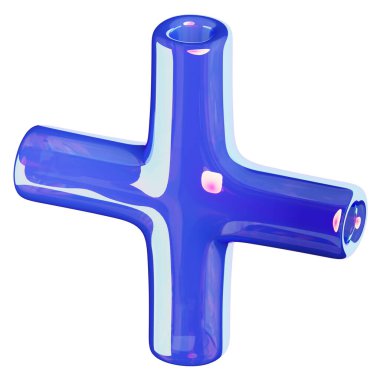 3D Holografik Soyut Artı Şekil