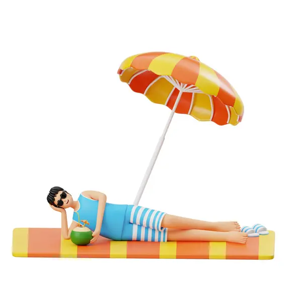 3 Boyutlu Karakter Adam Sahilde Rahatlıyor