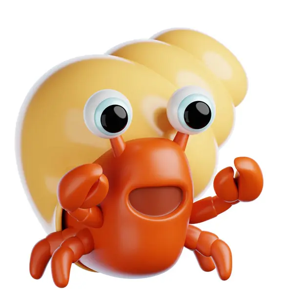 Münzevi Yengeç Yaz Elemanı 3B Görüntü