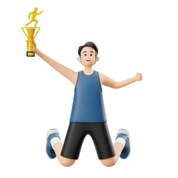 3D Karakter Erkek Bir Kupa Tutuyor
