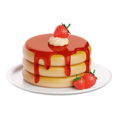 Çilekli Krepler 3 boyutlu Çizimler