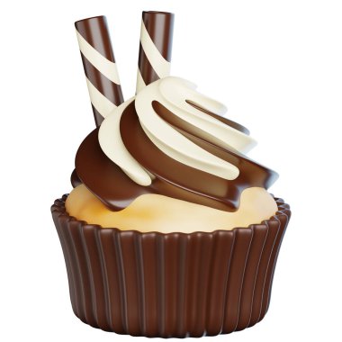 Eritilmiş Çikolatalı Kekler 3D Görüntü