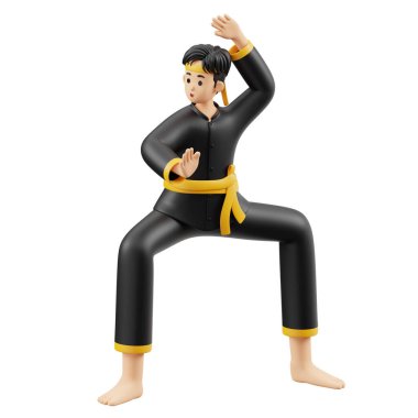 3D Character Pencak Silat Prepares To Fight clipart