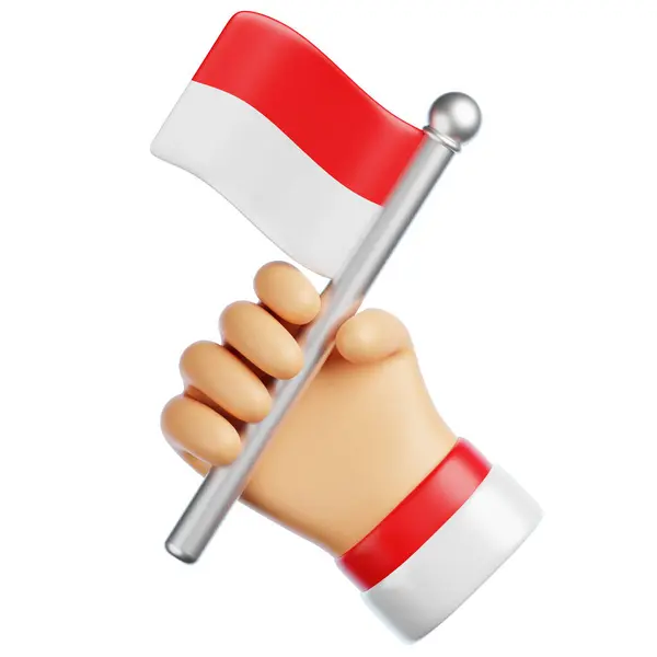 El Tutma Endonezya Bayrağı 3D İllüstrasyon