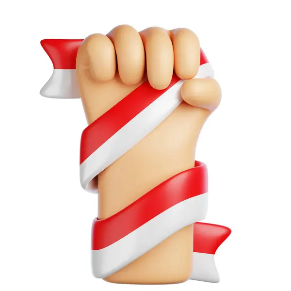 stock image Hand Holding Indonesian Flag 3D Illustration