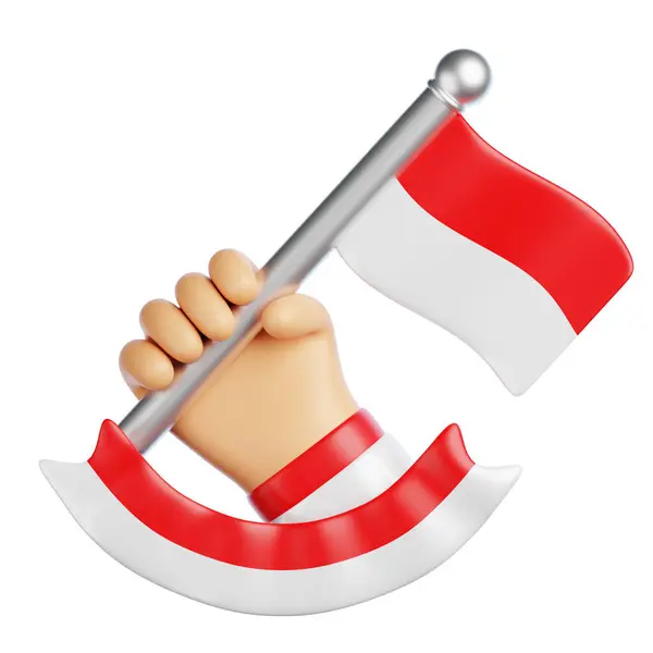 stock image Hand Holding Indonesian Flag 3D Illustration