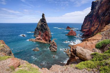 Ponta de So Loureno. Madeira 'daki Sao Lourenco Yarımadası manzarası. Madeira 'nın en doğusundaki nokta. Sao Lourenco Kayalıkları.