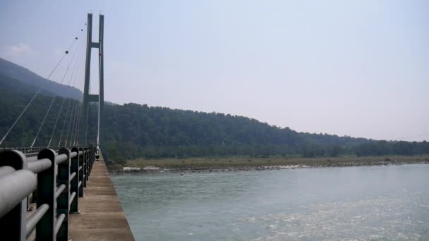 Brücke Über Den Karnali Fluss Chisapani Nepal — Stockvideo