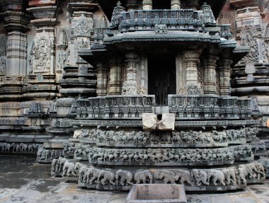 Closeup shot of an artwork and stone carvings at The Chennakeshava Temple in Belur taluk in Hassan district of Karnataka,India clipart