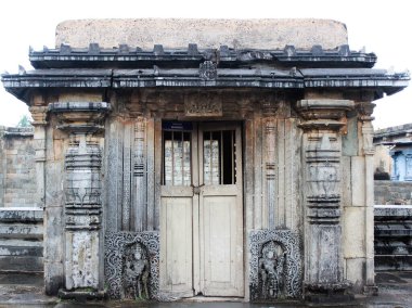 Closeup shot of an artwork and stone carvings at The Chennakeshava Temple in Belur taluk in Hassan district of Karnataka,India clipart