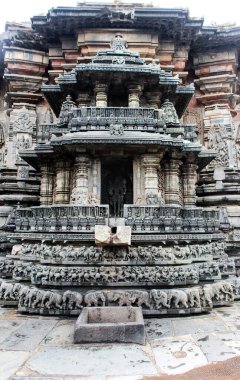 Closeup shot of an artwork and stone carvings at The Chennakeshava Temple in Belur taluk in Hassan district of Karnataka,India clipart