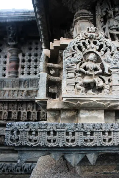 stock image Closeup shot of an artwork and stone carvings at The Chennakeshava Temple in Belur taluk in Hassan district of Karnataka,India