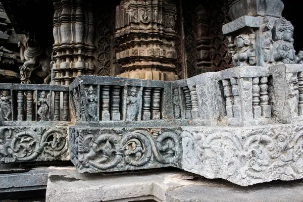 stock image Closeup shot of an artwork and stone carvings at The Chennakeshava Temple in Belur taluk in Hassan district of Karnataka,India