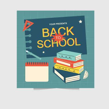 Okul illüstrasyon vektör şablonu broşürü