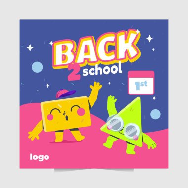 Okul illüstrasyon vektör şablonu broşürü