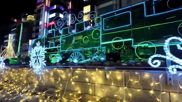 Tokyo Shimbashi Locomotiva Illuminazione Invernale — Video Stock