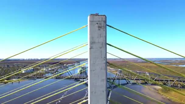 Duhový Most Přes Příhradový Most Přes Řeku Neches Jihovýchodním Texasu — Stock video