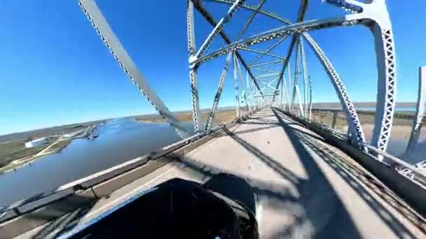 Puente Arco Iris Puente Través Armadura Que Cruza Río Neches — Vídeos de Stock