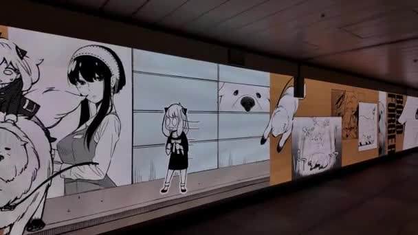 Led Shinjuku Wall 456 Bij Passage Van Shinjuku Station Grote — Stockvideo