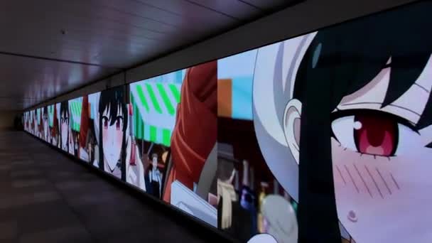 Led Shinjuku Wall 456 Passage Shinjuku Station Large Audiovisual Led — Stock Video