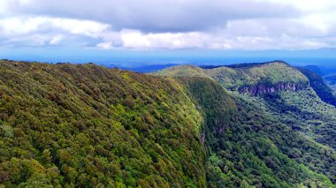 Springbrook Ulusal Parkı, Queensland, Avustralya 'dan, Yağmur Ormanları' nın En İyisi 'nin hava görüntüsü. Göz kamaştırıcı manzaralar, güzel ağaçlar yağmur ormanlarında kısa bir yürüyüş.